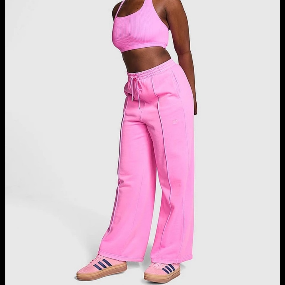 Victoria’s Secret PINK Flare Wide Leg Sweatpants Size Large Lola Pink Neon NWOT